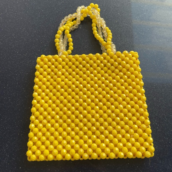 None Handbags - Yellow beaded purse beaded mini bag
